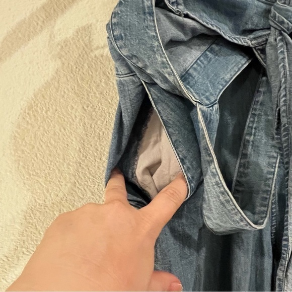 Madewell Denim Apron Bow-Back Jumpsuit natural fiber cotton size 6 - Picture 9 of 14